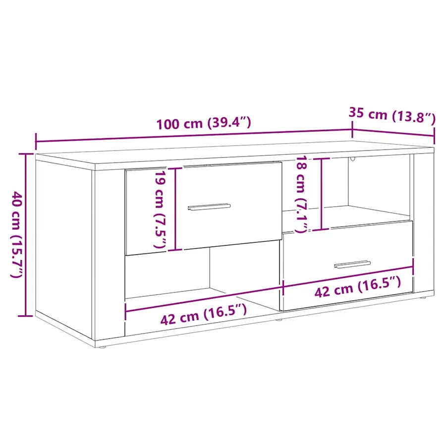 Meuble TV 100 x 35 x 40 cm Chêne artisanal Bois d'ingénierie - 12