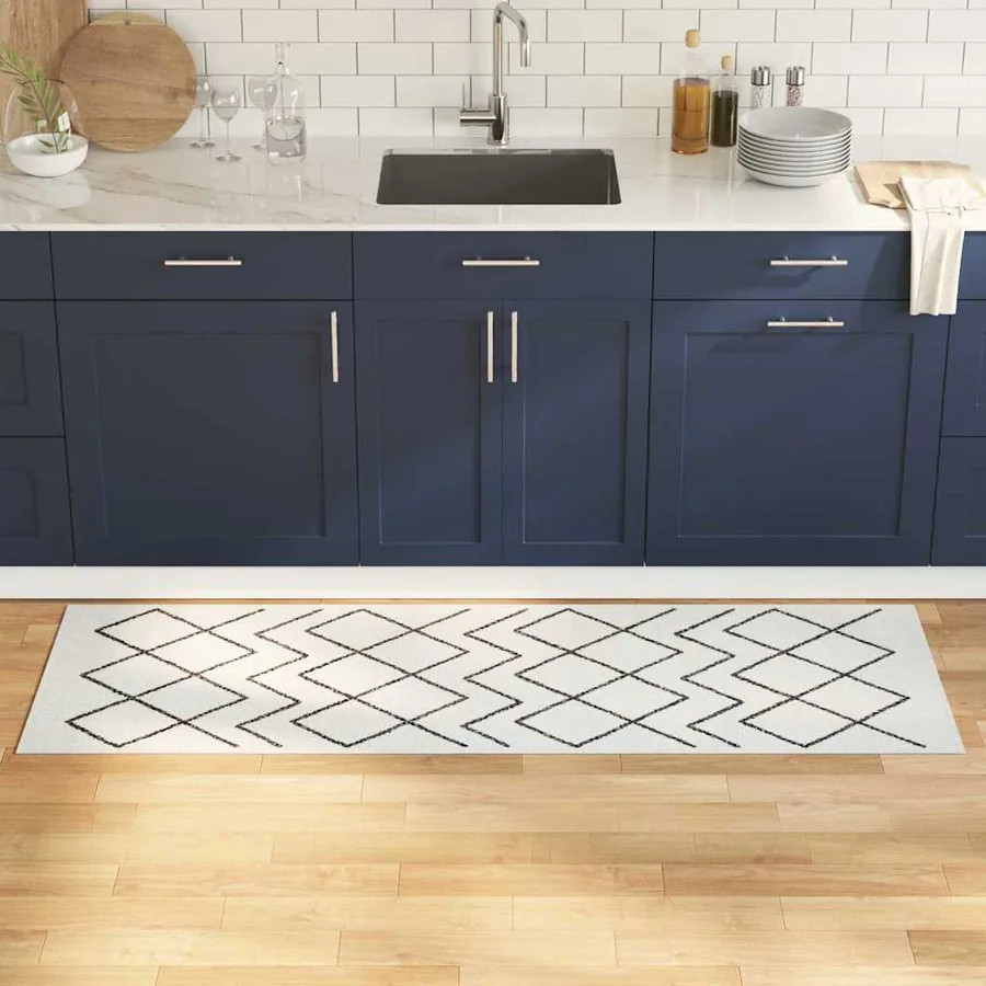 Tapis de Cuisine Blanc 180 x 60 cm Velours