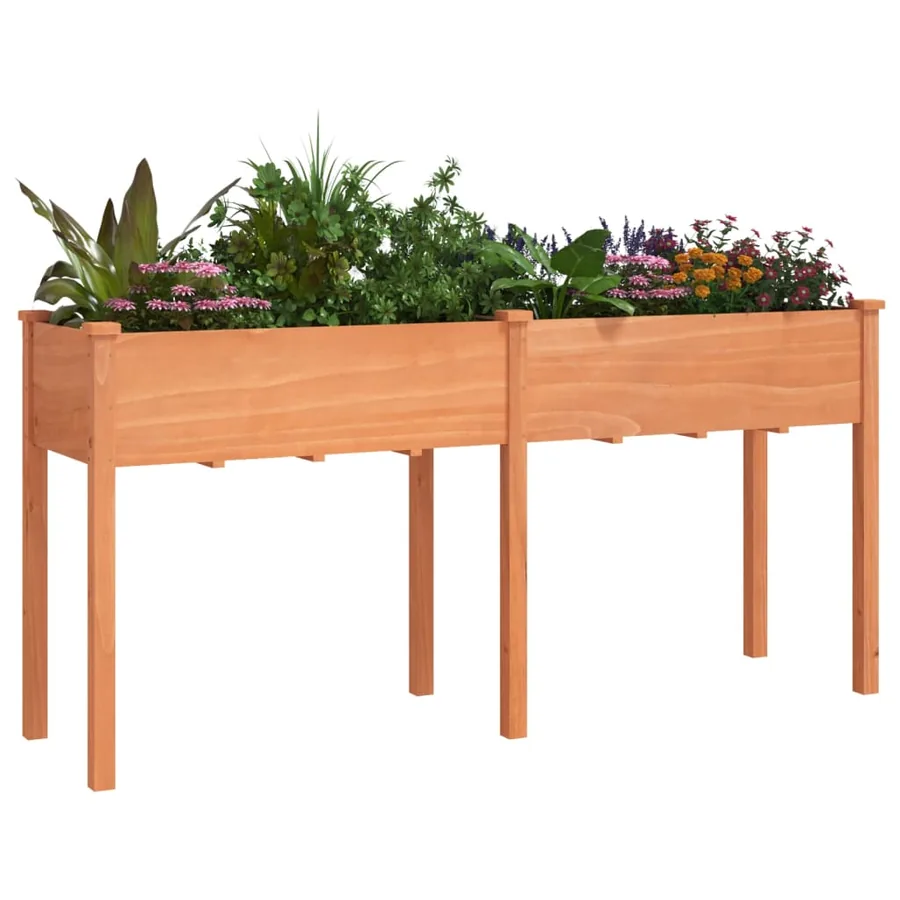 Jardinière avec doublure marron 161x45x76 cm bois massif sapin - 3