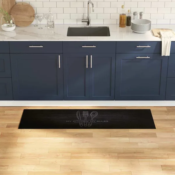 Tapis de Cuisine Couverts Noir 150 x 45 cm Velours