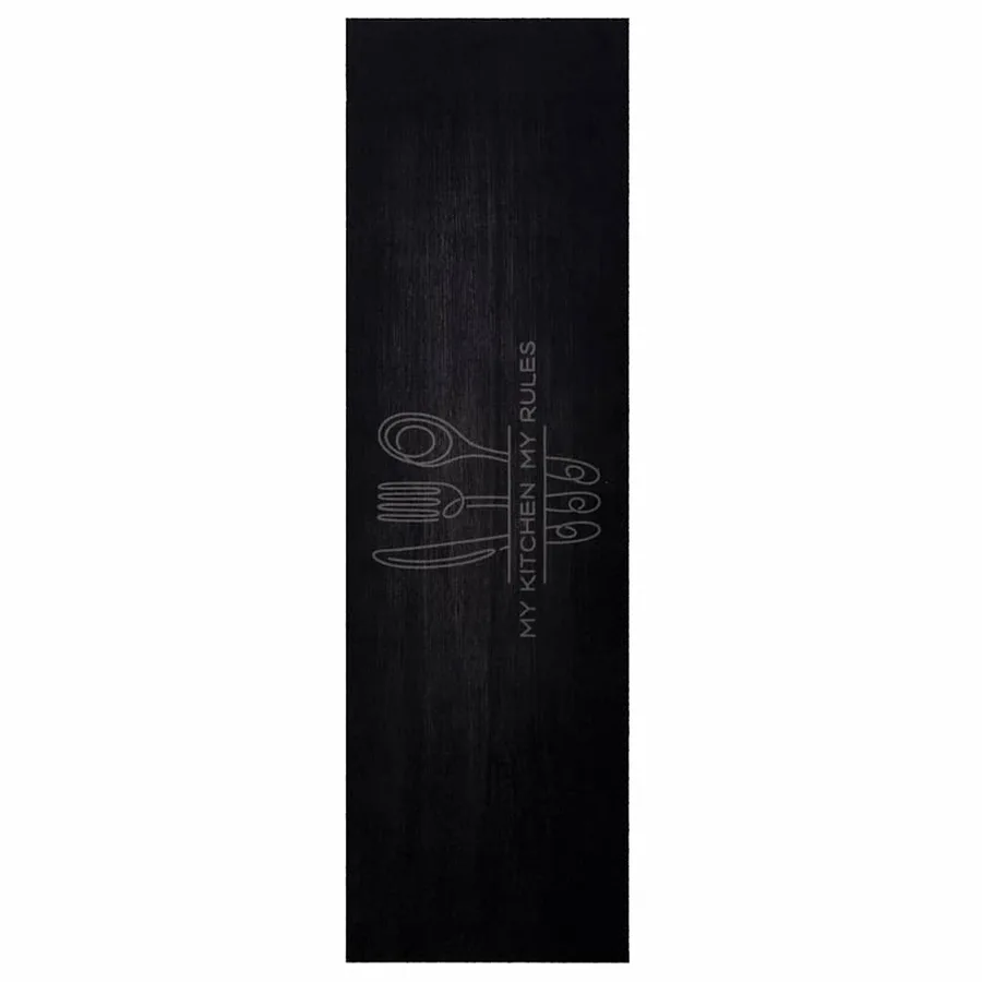 Tapis de Cuisine Couverts Noir 150 x 45 cm Velours - 2