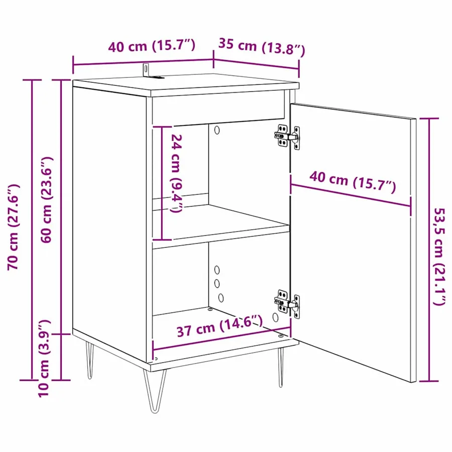 Buffet Bois ancien 40 x 35 x 70 cm Bois d'ingénierie - 15