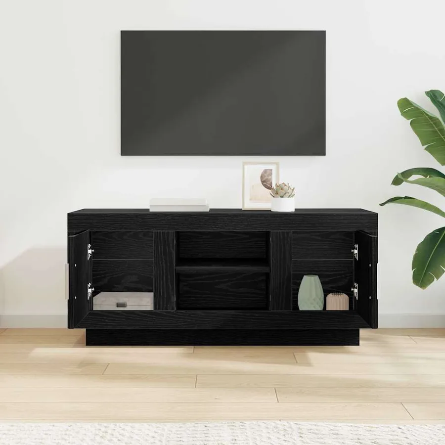 Meuble TV Chêne noir 102 x 35 x 45 cm Bois d'ingénierie - 4