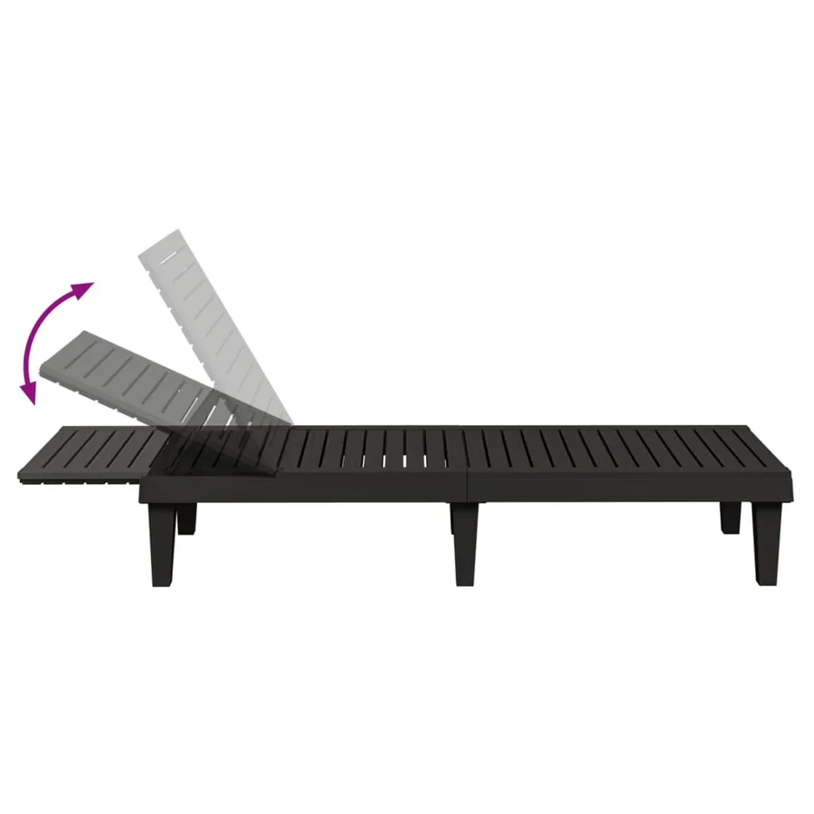 Chaise longue noir 155x58x83 cm polypropylène - 6