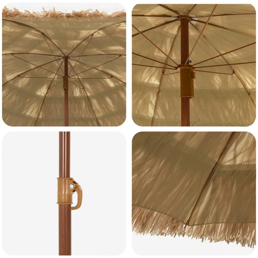 Parasol de plage Naturel 160 x 160 x 196 cm Polyester et Acier - 4