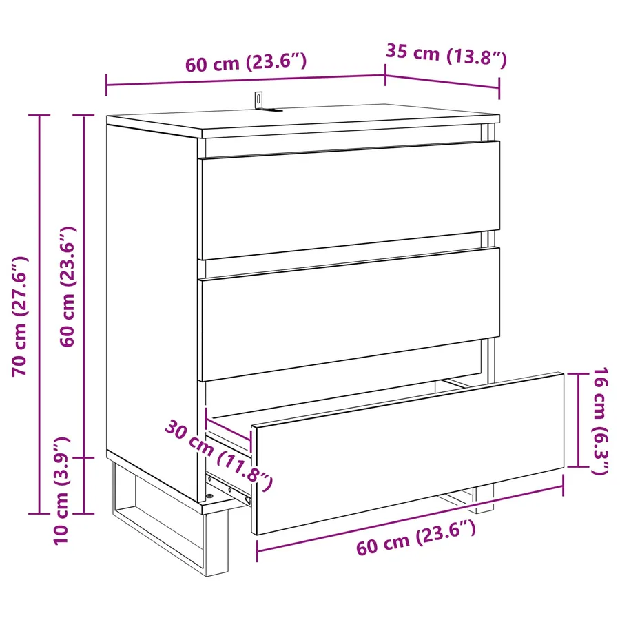 Buffet Chêne artisanal 60 x 35 x 70 cm Bois d'ingénierie - 14