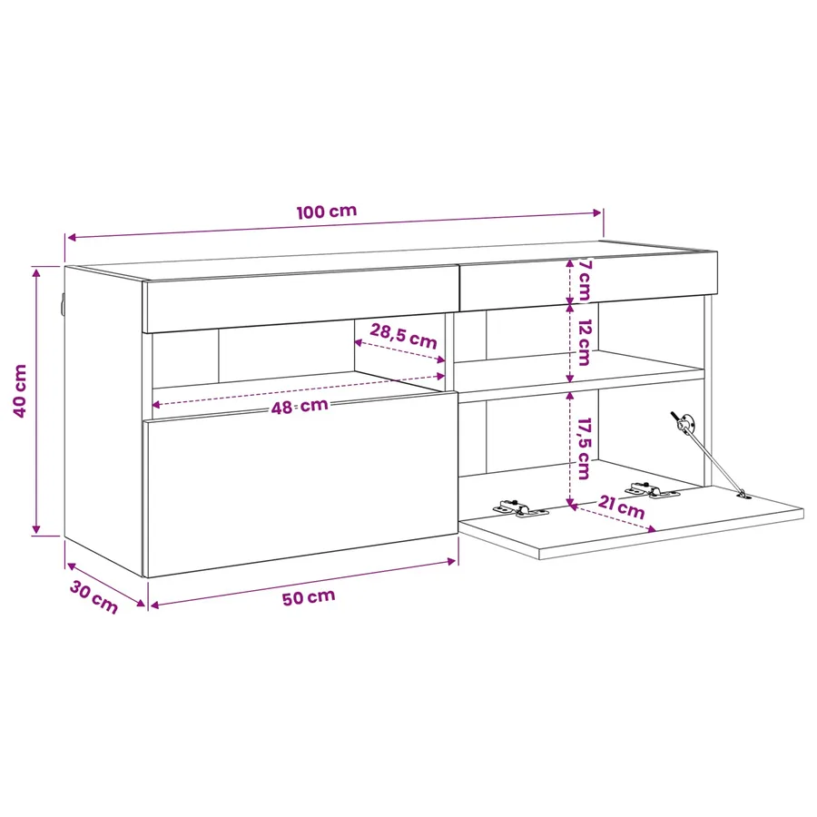 Meuble TV mural Bois Ancien 100 x 30 x 40 cm Bois d'ingénierie - 14