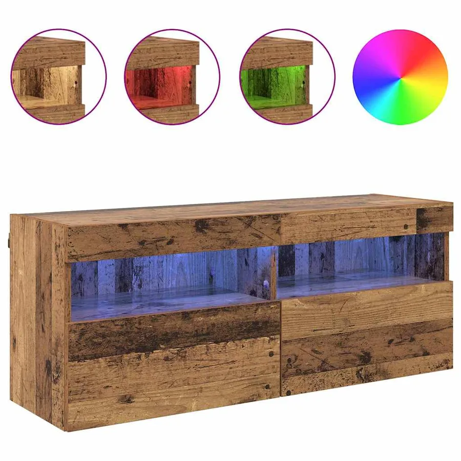 Meuble TV mural Bois Ancien 100 x 30 x 40 cm Bois d'ingénierie - 4