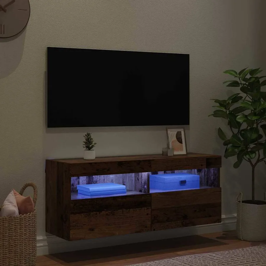 Meuble TV mural Bois Ancien 100 x 30 x 40 cm Bois d'ingénierie - 5
