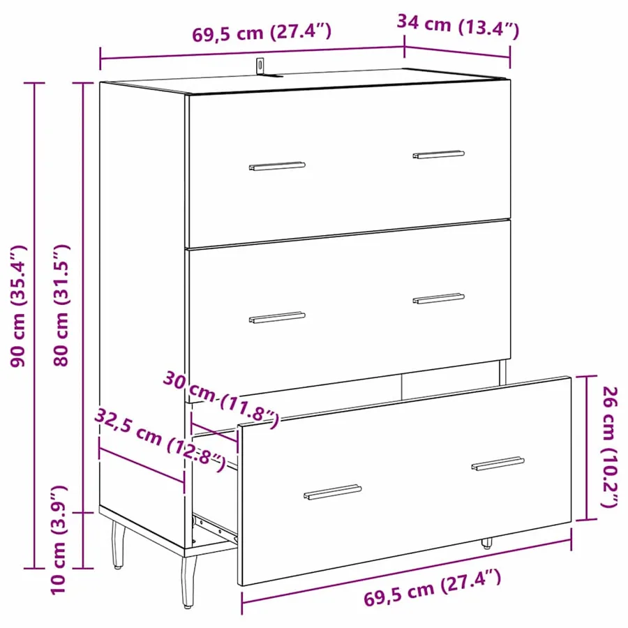 Buffet Chêne artisanal 69,5 x 34 x 90 cm - 16