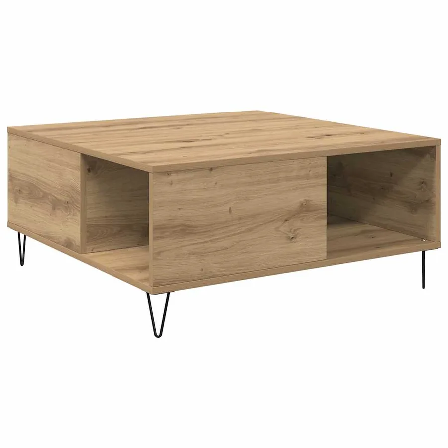 Table basse Chêne artisanal 80 x 80 x 36,5 cm Bois d'ingénierie - 2