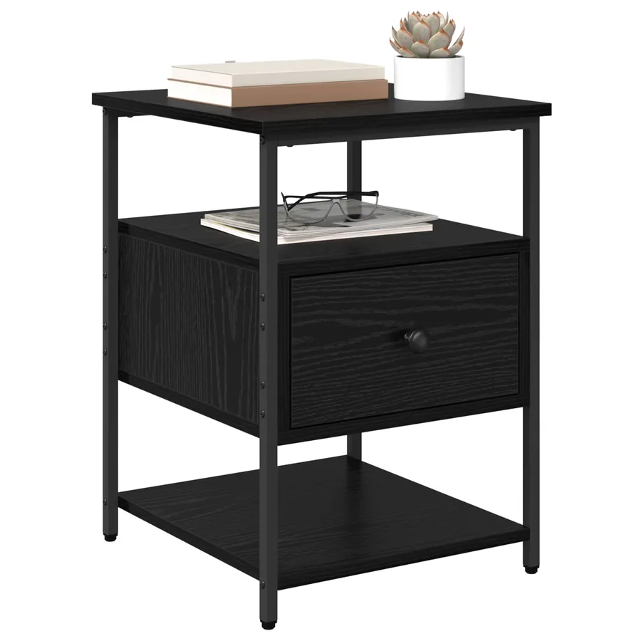 Cabinet de chevet avec tiroir 2 pcs Chêne noir 40 x 42 x 56 cm - 3
