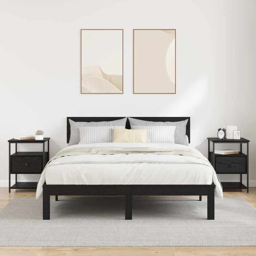 Cabinet de chevet avec tiroir 2 pcs Chêne noir 40 x 42 x 56 cm - 4