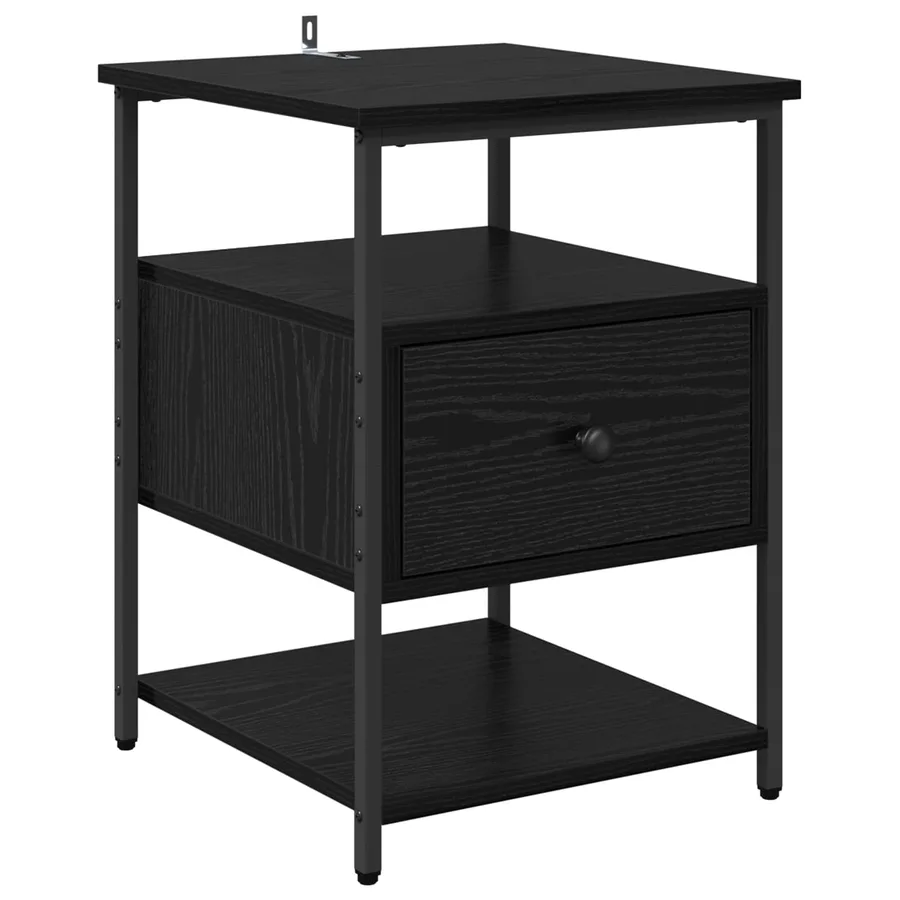 Cabinet de chevet avec tiroir 2 pcs Chêne noir 40 x 42 x 56 cm - 6