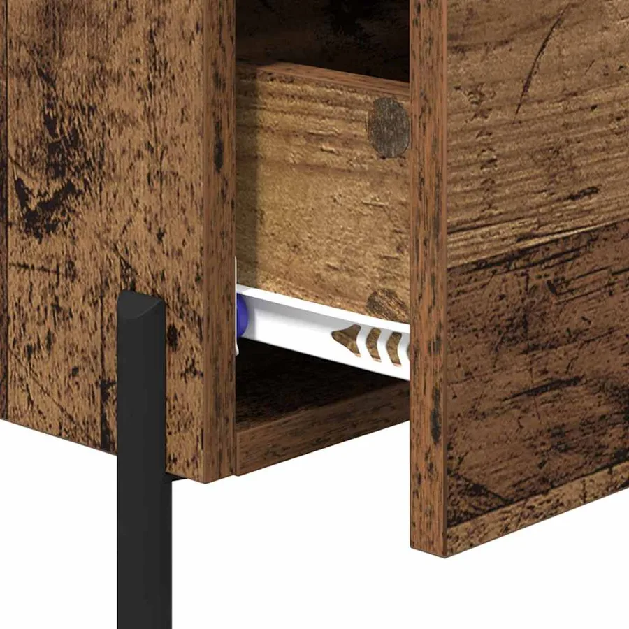 Cabinet de chevet avec tiroir Bois ancien 40 x 35 x 47,5 cm - 9