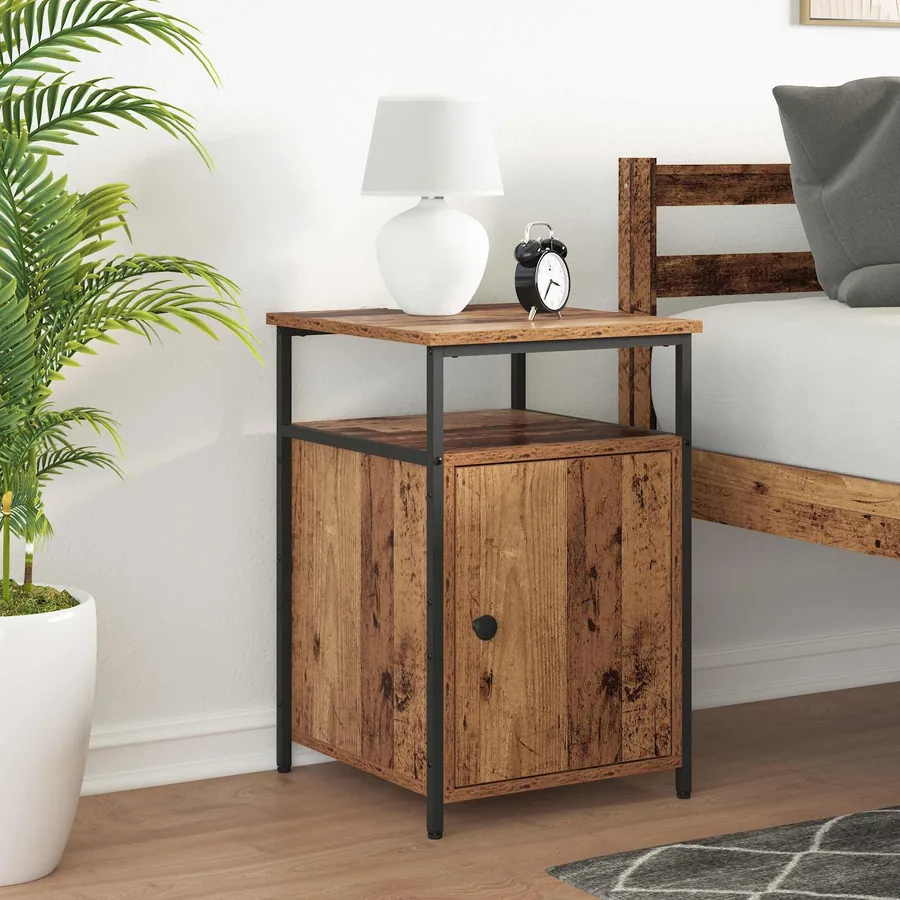 Cabinet de chevet avec tiroir Vieux bois Bois d'ingénierie