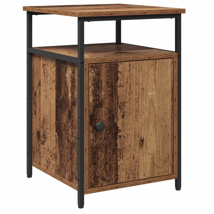 Cabinet de chevet avec tiroir Vieux bois Bois d'ingénierie - 2