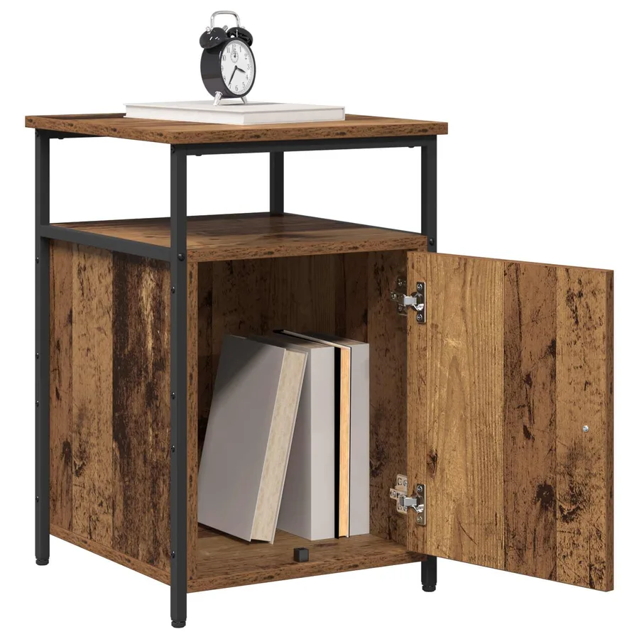 Cabinet de chevet avec tiroir Vieux bois Bois d'ingénierie - 3