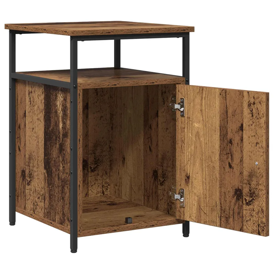 Cabinet de chevet avec tiroir Vieux bois Bois d'ingénierie - 5
