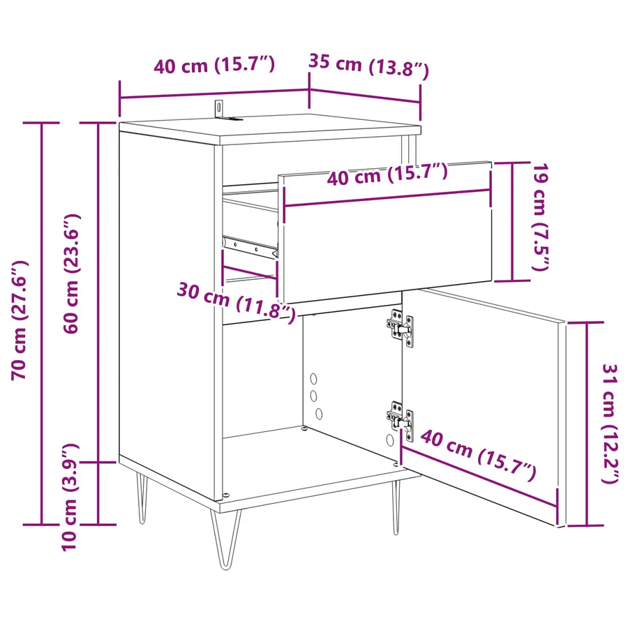 Buffet chêne artisanal 35 x 40 x 70 cm Bois d'ingénierie - 15