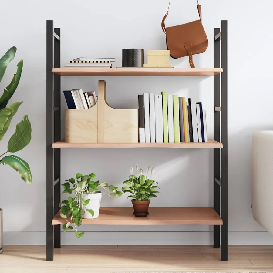 Étagère murale marron clair 100x50x2cm bois chêne massif traité - 3