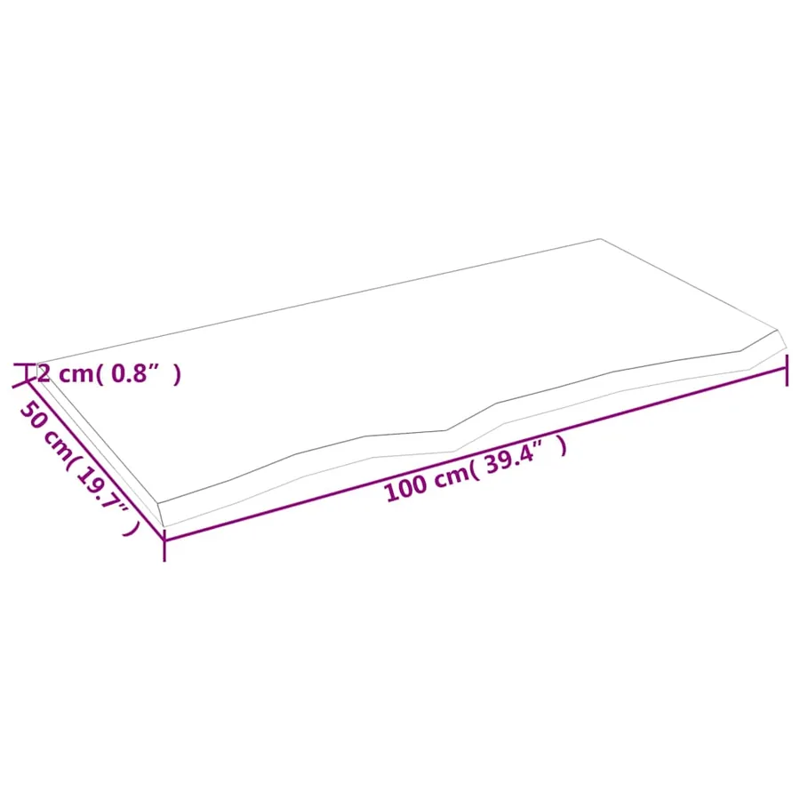 Étagère murale marron clair 100x50x2cm bois chêne massif traité - 7
