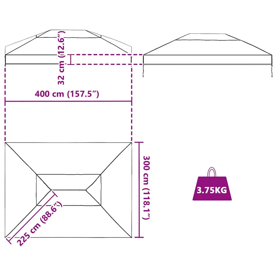 Remplacement de housse de gazebo Transparent 400 x 300 x 32 cm - 9