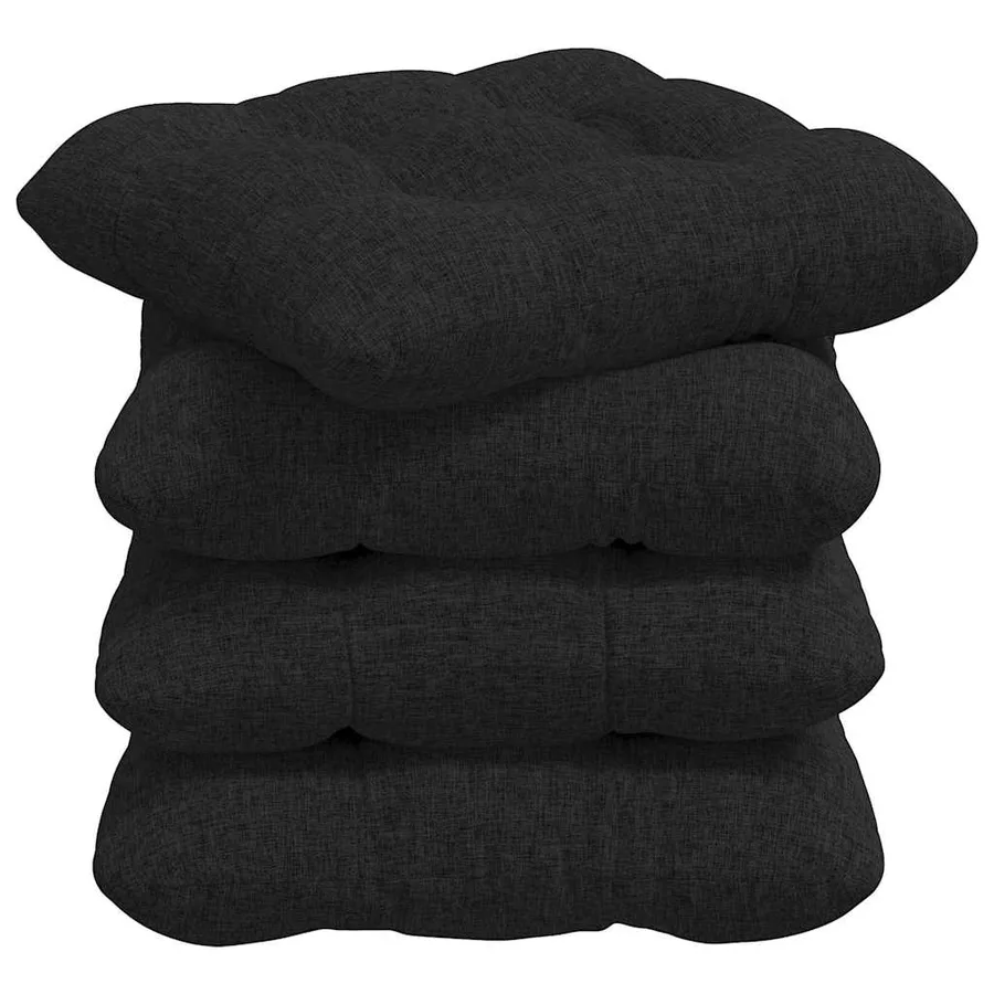 Coussins de siège 4 pcs Noir 40 x 40 x 12 cm tissu - 2