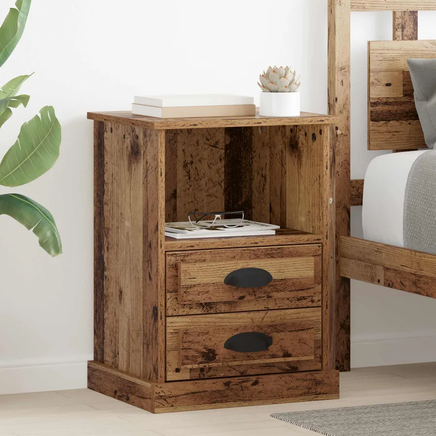 Cabinet de chevet avec tiroir 2 pcs Bois ancien 36 x 43 x 60 cm