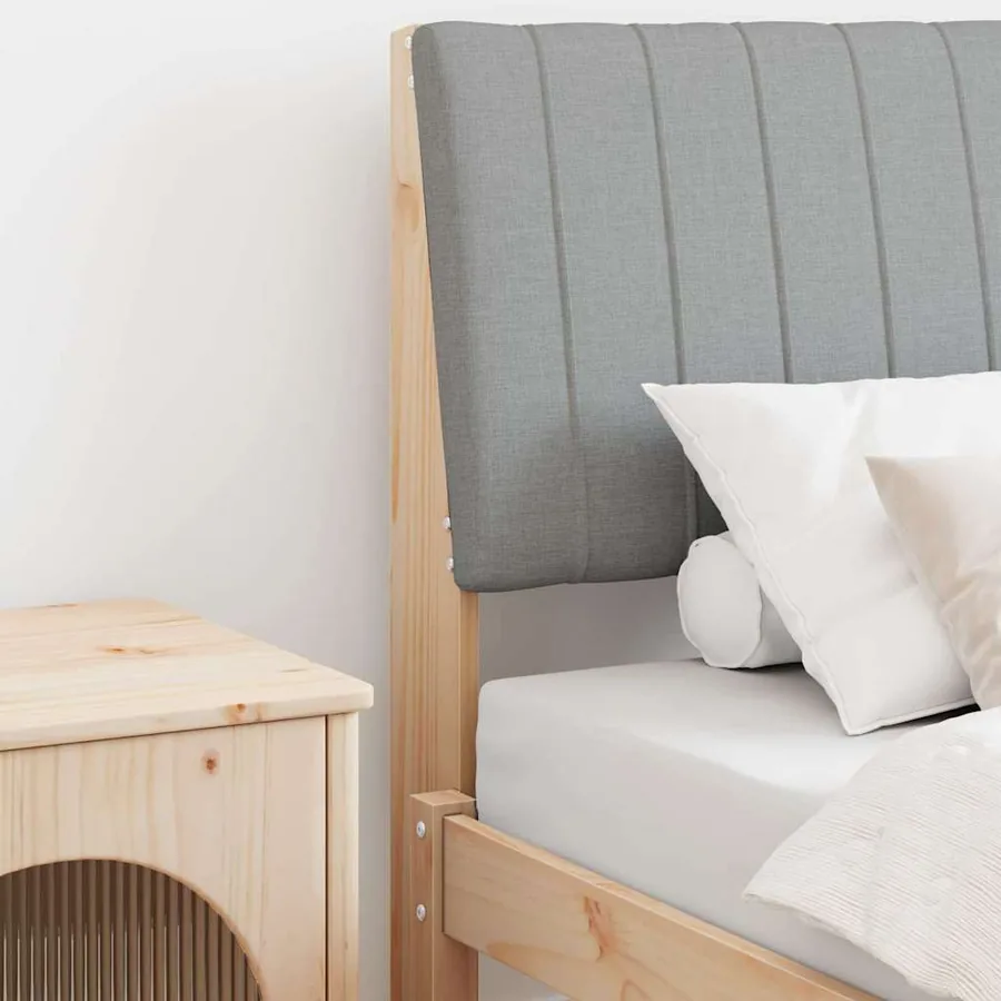 Tête de lit capitonnée Gris clair 80 cm Pin massif