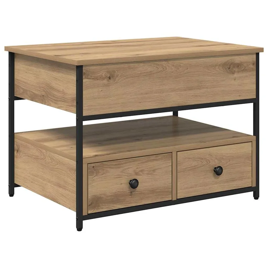 Table basse Chêne artisanal 70 x 50 x 54.5 cm Bois d'ingénierie - 2