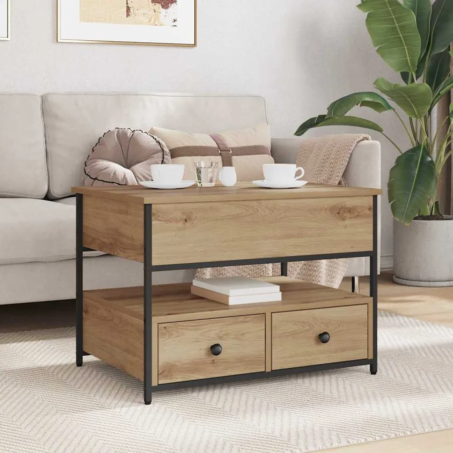 Table basse Chêne artisanal 70 x 50 x 54.5 cm Bois d'ingénierie - 4
