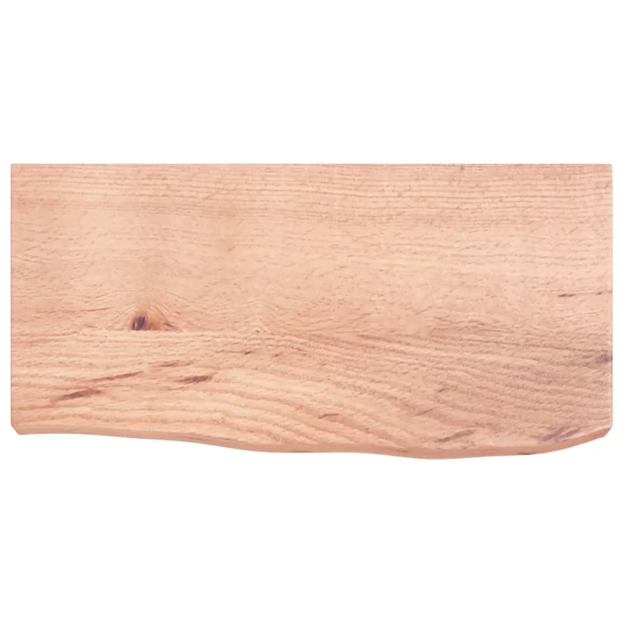 Étagère murale marron clair bois chêne massif traité - 4
