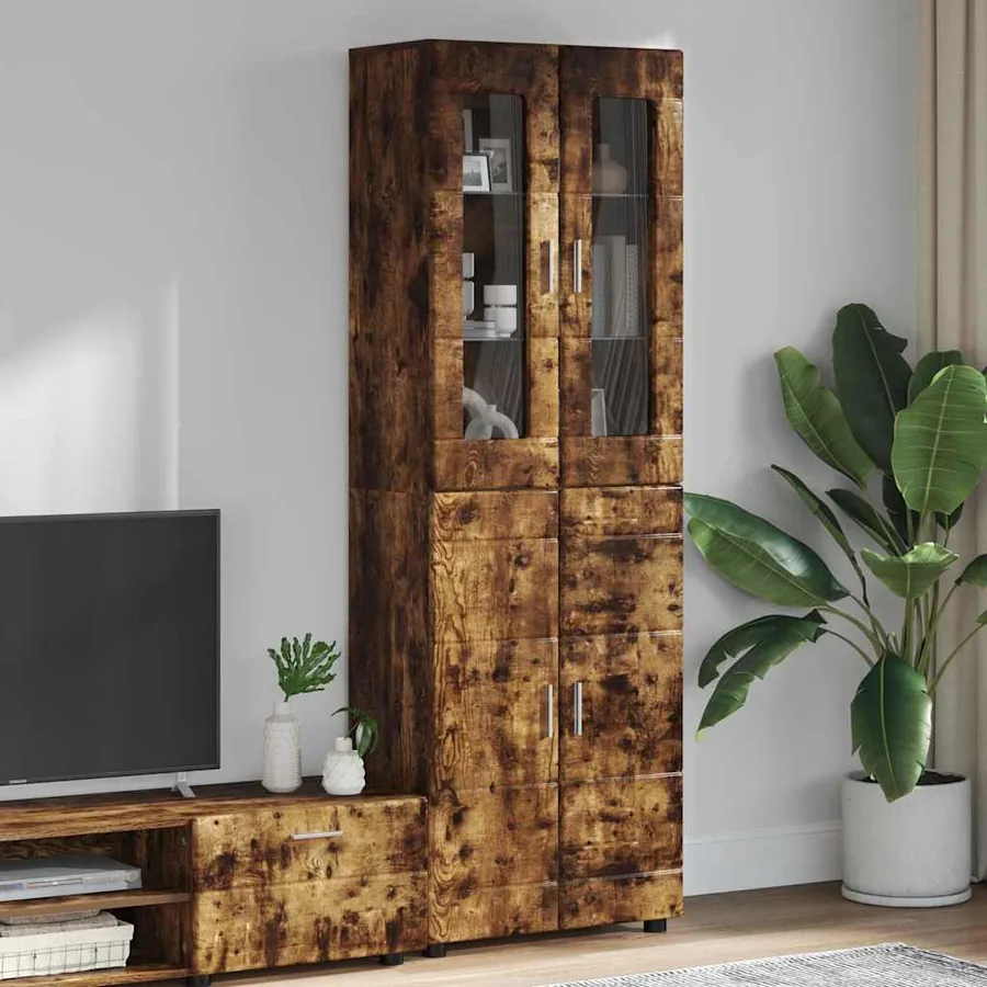 Haut Armoire avec étagère FLORIN Chêne fumé 60 x 35 x 182 cm