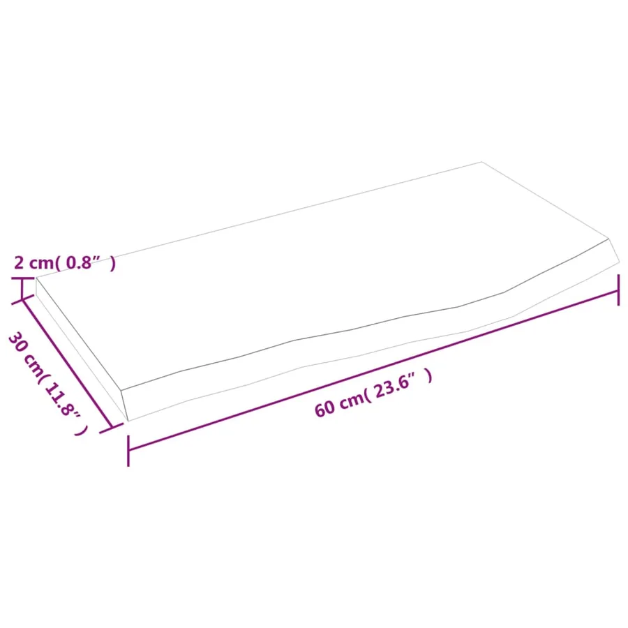 Étagère murale marron clair 60x30x2 cm bois chêne massif traité - 7
