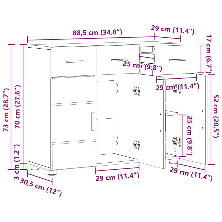 Buffet FLORIN Blanc 88,5 x 30,5 x 73 cm Bois d'ingénierie - 14