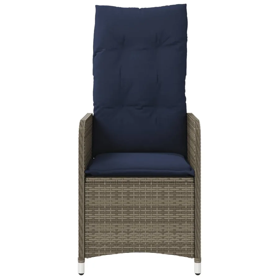 Lot de 2 chaises de jardin inclinables avec coussins en résine tressée grise - 4