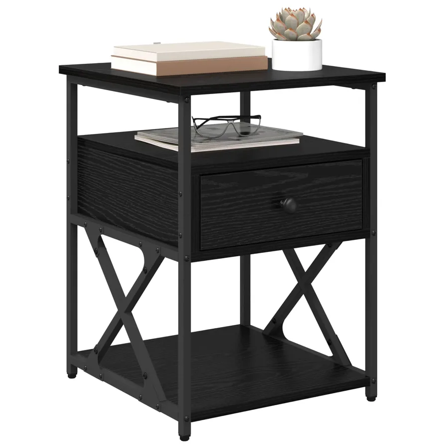 Cabinet de chevet Chêne noir 40 x 42 x 55 cm Bois d'ingénierie - 3