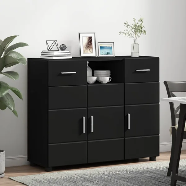 Cabinet en Bois Noir 88,5 x 30,5 x 73 cm Bois d'ingénierie