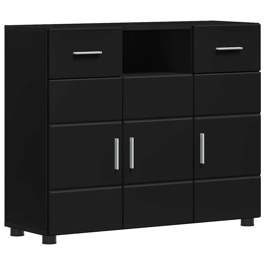 Cabinet en Bois Noir 88,5 x 30,5 x 73 cm Bois d'ingénierie - 2
