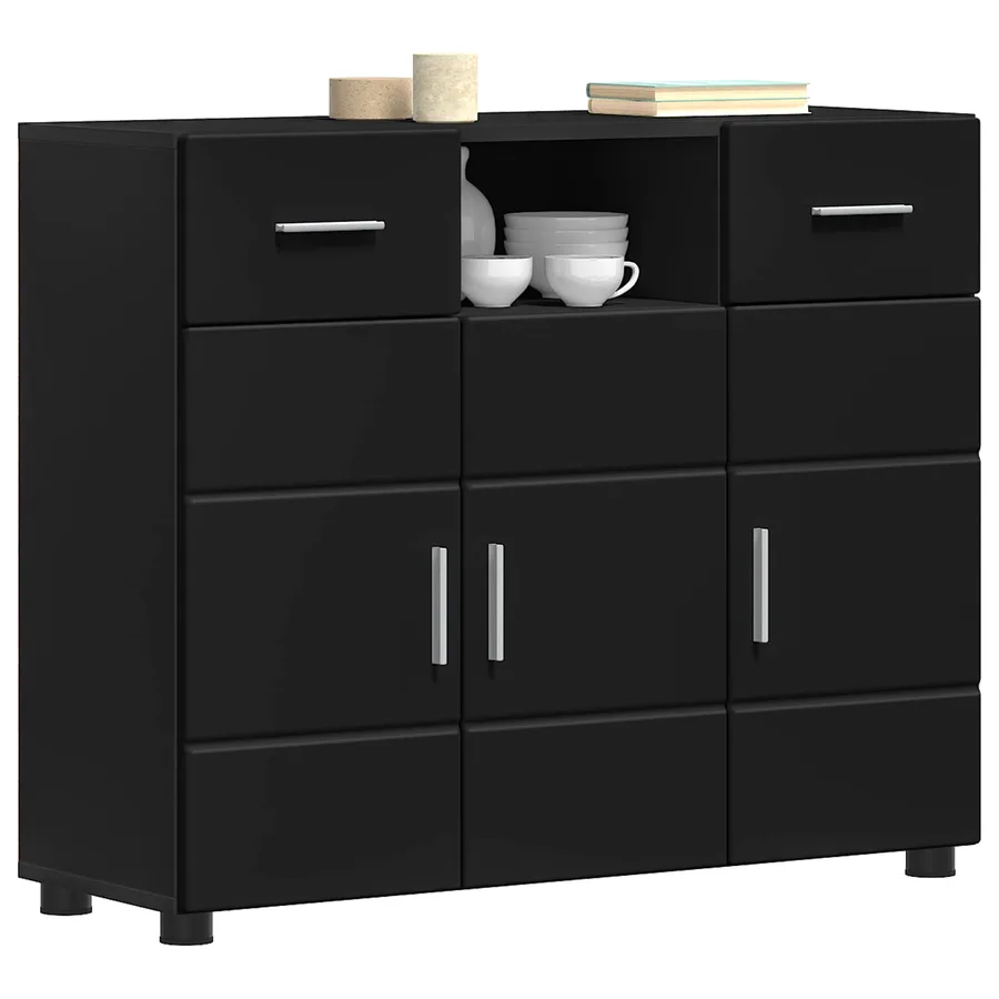 Cabinet en Bois Noir 88,5 x 30,5 x 73 cm Bois d'ingénierie - 3