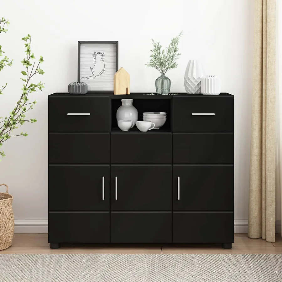 Cabinet en Bois Noir 88,5 x 30,5 x 73 cm Bois d'ingénierie - 4