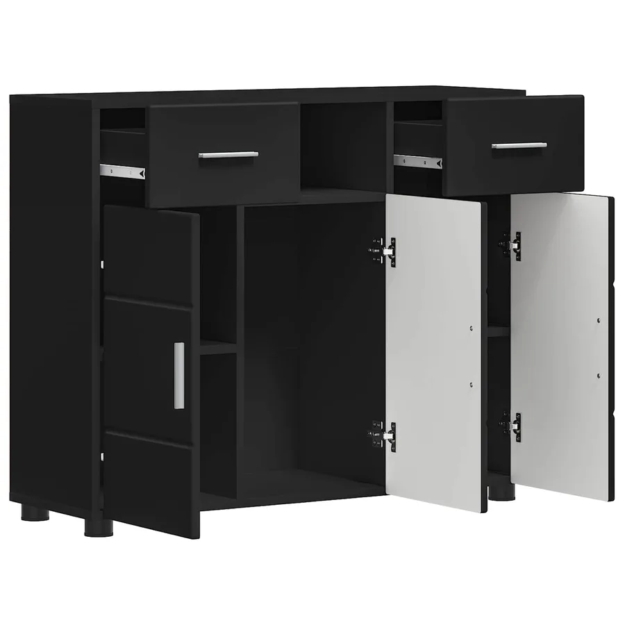 Cabinet en Bois Noir 88,5 x 30,5 x 73 cm Bois d'ingénierie - 5