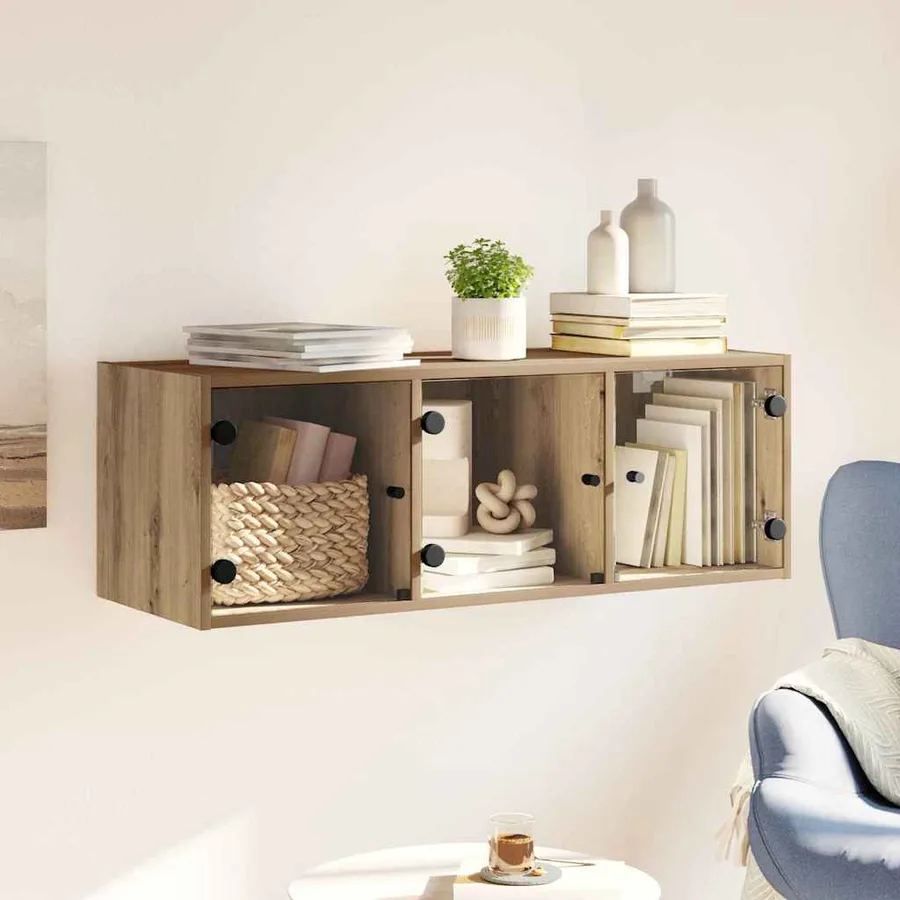 Meuble mural 102 x 37 x 35 cm Bois d'ingénierie Chêne artisanal - 4