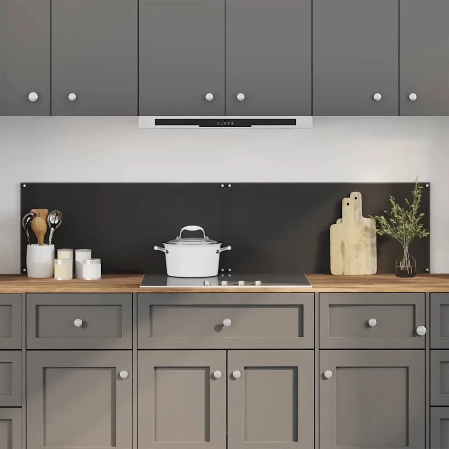 Crédence de cuisine 2 pcs Noir 90 x 40 cm verre trempé