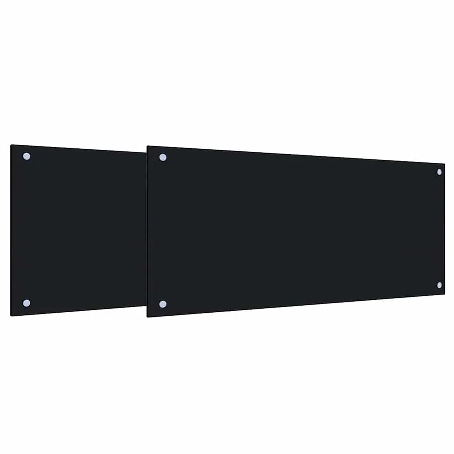 Crédence de cuisine 2 pcs Noir 90 x 40 cm verre trempé - 2