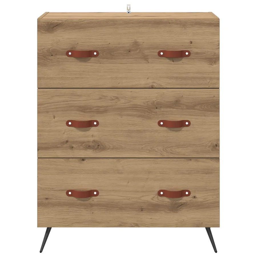 Commode 3-Tiroir Chêne Artisanal 69,5 x 34 x 90 cm - 6