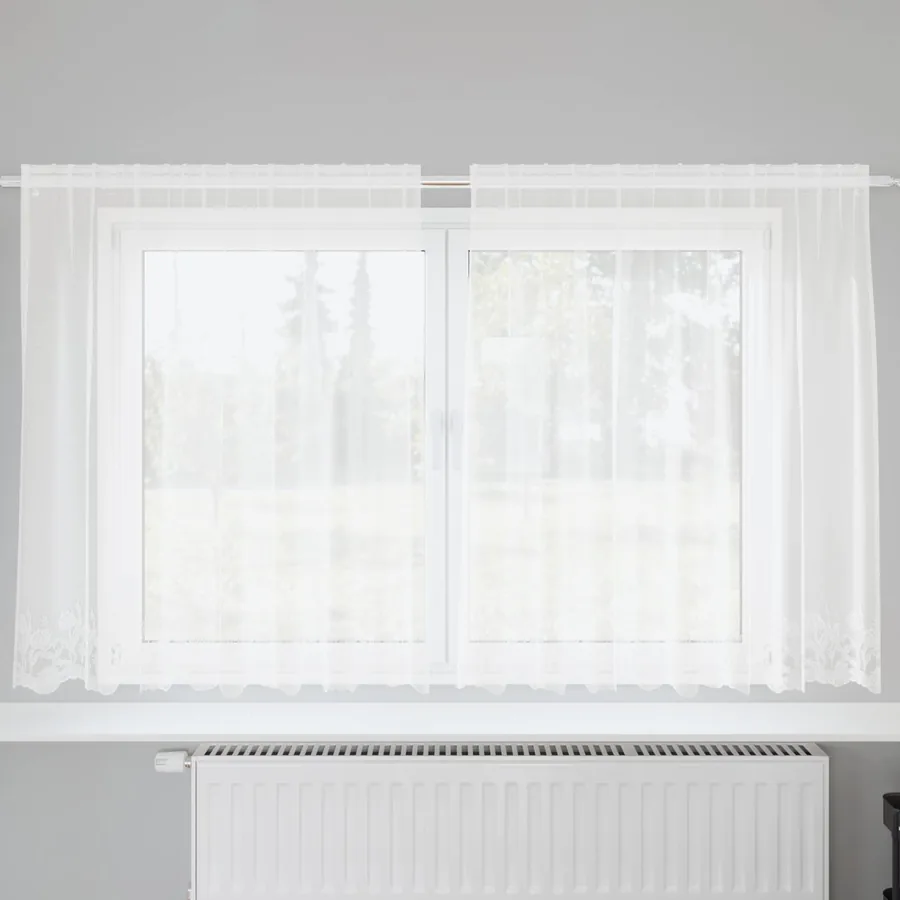 Rideau en Dentelle Floral Blanc 140 x 200 cm Polyester