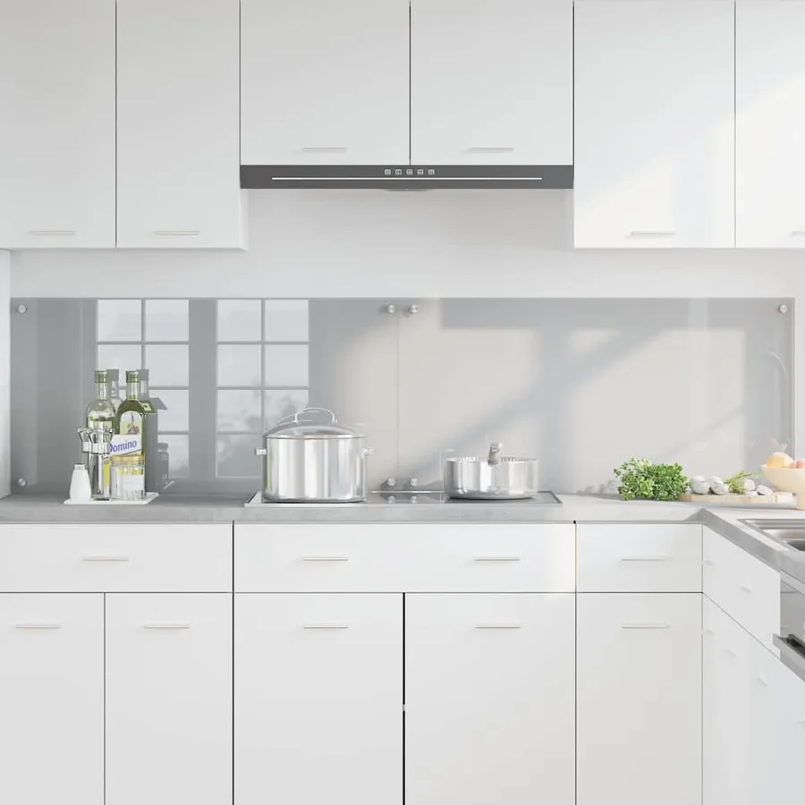 Crédence de cuisine 2 pcs Gris clair 100 x 50 cm verre trempé - 3