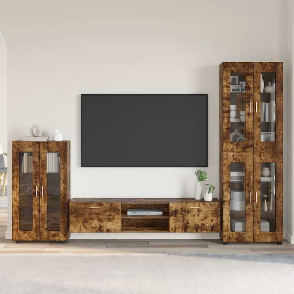 Ensemble meuble TV FLORIN 3 pcs Chêne fumé Bois d'ingénierie